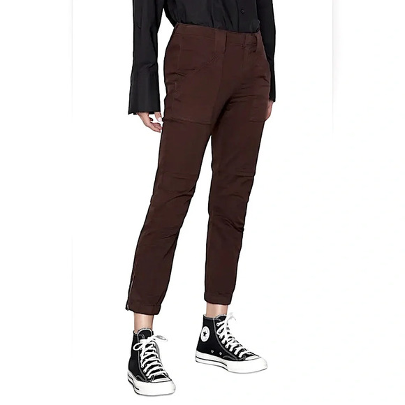 FRAME Women’s Trapunto Stitch Cuff Moto Pants in Dark Brown size 29
